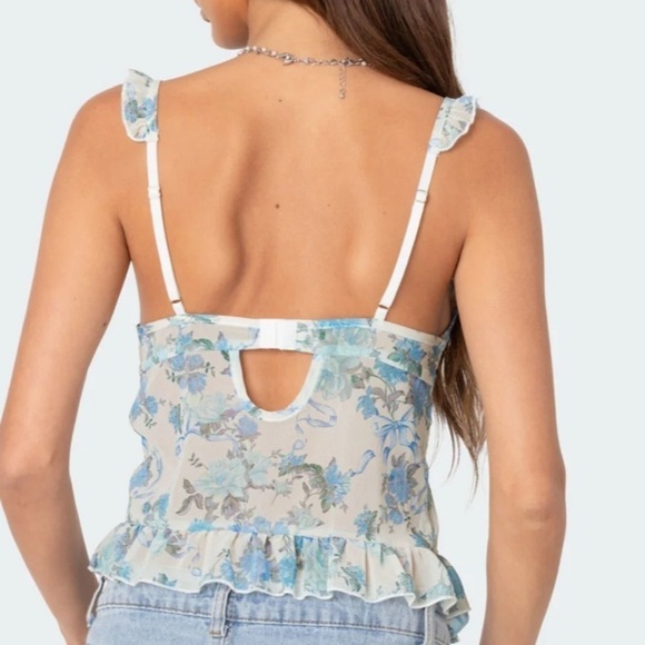 Edikted Floral Sweetheart Floral Corset Cami  Bra Top. NWT - Picture 2 of 15